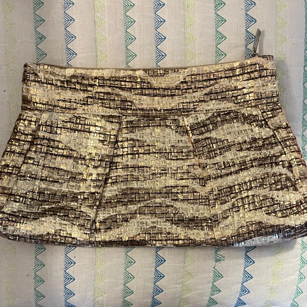 Woven Gold and Brown Clutch